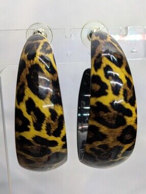 Chunky Leopard-print Hoop Earrings, Pierced
